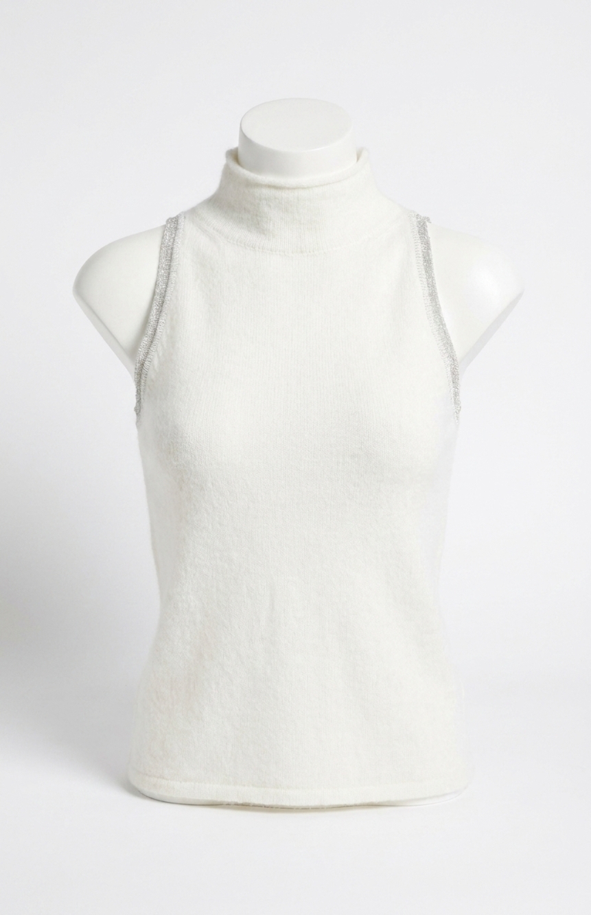 NEW DREW nixie sleeveless trim top in ivory